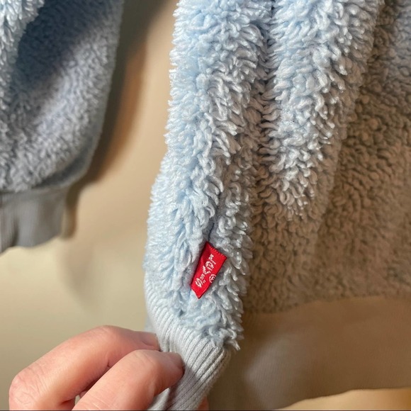 Levi’s Light Blue Sherpa Hoodie Size XL - Picture 6 of 13